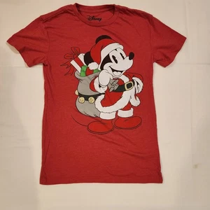 Small Disney Mickey Mouse Santa With Presents Unisex Red T-Shirt  32"×26" - Picture 1 of 14