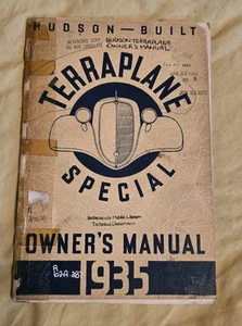 Vintage ORIGINAL 1935 HUDSON BUILT TERRAPLANE SPECIAL OWNERS MANUAL Library Copy - Picture 1 of 8
