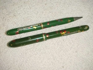 unusual E FABER MICA CHIPS FOUNTAIN PEN and PENCIL - as found - Picture 1 of 5