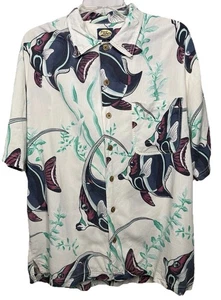 Camisa de Campamento de Colección Tommy Bahama Para Hombres M Seda Manga Corta Floral Hecha en Hong Kong - Imagen 1 de 5
