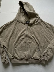 Popflex Cloud Hoodie Women’s L XL Sweatshirt Beige Oversized Full Zip Fleece - Picture 1 of 8