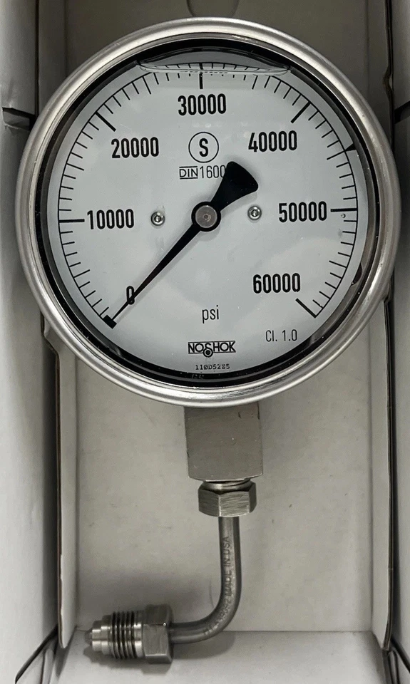 "Manómetro de alta presión NOSHOK 4"" 0-60.000 psi acero inoxidable con conector" Foto 1 de 4