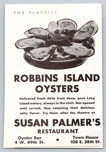 Anuncio impreso de restaurante Robbins Island Oysters @ Susan Palmer's de 1930 3" x 4,25" - Imagen 1 de 2