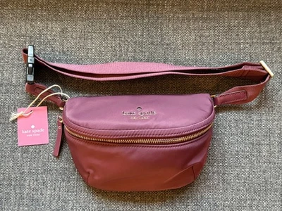 Kate Spade Marti Plum Nylon/Leather -Zipper Closure-Fanny Pack Sling Bag NEW - Image 1 of 4