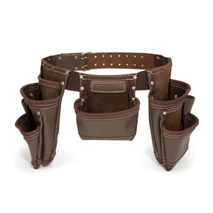 Estwing 7 Pocket Leather Tool Belt Pouch Apron Set 94744 - Picture 1 of 7