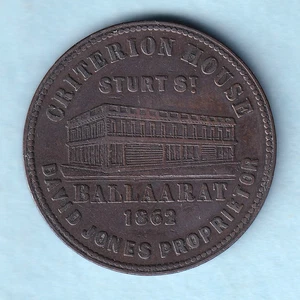Australia Token.. Jones - 1862 1d.. Ballaarat Vic.. Criterion House.. aVF/VF - Bild 1 von 3