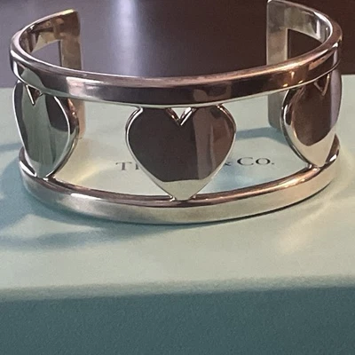 Authentic Sterling Silver Tiffany & Co. 925 Silver Heart Cuff Bracelet - Image 1 of 4
