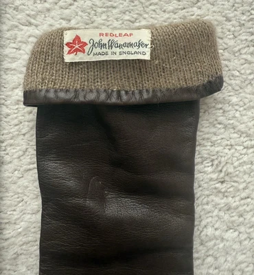 John Wanamaker REDLEAF Made in England Lined Black SOFT Leather Gloves Vintage - Image 1 of 4