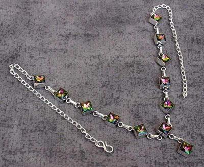 Rainbow Mystic Topaz Faceted 925 Silver Plated Necklace 18" GW - Image 1 of 3