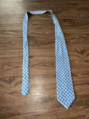 Structure Tie Mens One Size Blue 100% Silk Geometric Abstract Pattern Made USA - Image 1 of 4