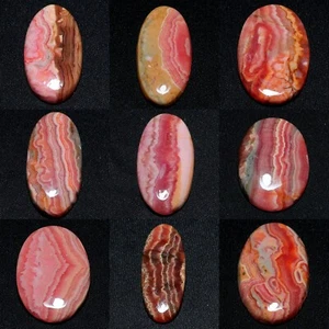 Top Natural Red Pink Rhodochrosite Oval Cabochon Medium Size Gemstone - Picture 1 of 10