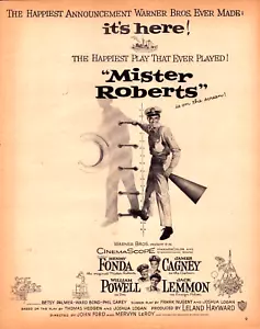1955 Vintage Originaldruck Ad Mister Roberts Film Fonda Cagney Lemmon marineblau - Bild 1 von 1