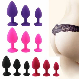 3Pcs/Set Silicone Jeweled Butt Plug Anal Jewel Trainer Sets Enhance Sex Orgasm - Picture 1 of 14