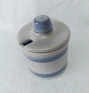 Vintage McCoy Ceramic Stoneware #1851 Jam Jar Preserve Honey Relish Pot Lid Blue - Picture 1 of 10
