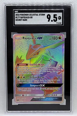 2018 POKEMON CELESTIAL STORM RAYQUAZA GX #177 SECRET/HYPER SGC 9.5 MINT #7713240 - Image 1 of 4