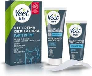 Men Kit Depilazione Intima per Pelli Sensibili, Crema Depilatoria Uomo Parti Int - Foto 1 di 14