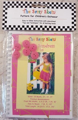 The Sassy Skein  Sundress Children's Knitwear #1005 18m - 4T Buttons Needle NEW - Image 1 of 4