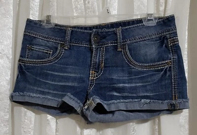 红色骆驼低腰短裤,尺寸 5 蓝色牛仔裤弹力纽扣口袋 — 第 1/3 张图片