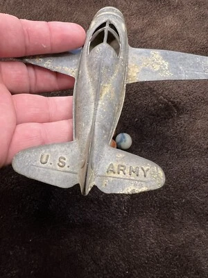 50s Era Antique Metal Toy Airplane And Marbles From Mississippi US ARMY - Image 1 of 4