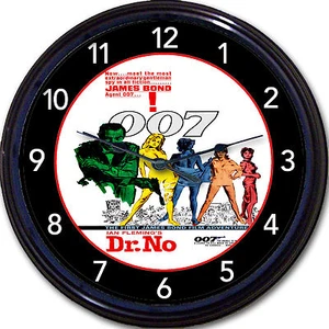 James Bond 007 Dr No Sean Connery Ian Fleming Movie poster Wall Clock film  - Picture 1 of 1