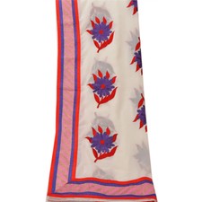 Tcw  Vintage Dupatta Long Stole Georgette White Hijab Embroidered Scarves