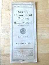 1918 CATALOG PRICE LIST MODERN WOODMEN OF AMERICA FRATERNITY ROCK ISLAND IL