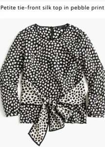 J.Crew Petite tie-front silk top in pebble print Size 0P H4123 - Picture 1 of 13