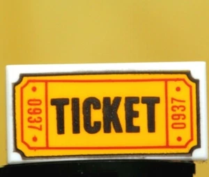 NEW LEGO - Tiles - Decorated - 1x2 'TICKET' / '0937' White x1 -10257 10259 40346 - Picture 1 of 1