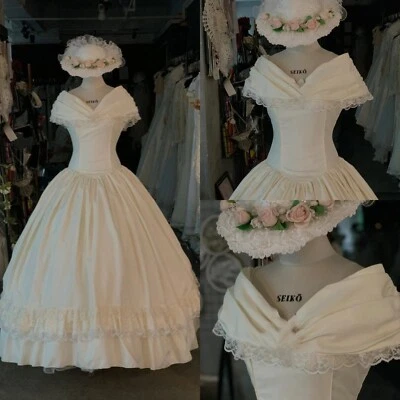 Vintage Wedding Dresses Princess Satin Lace Ruffles Country 1950s Bridal Gowns - Image 1 of 4