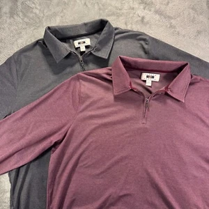 *LOT OF 2* Joseph Abboud Pullover Mens 2XL Maroon/Gray 1/4 Zip Shirt Long Sleeve - Picture 1 of 14