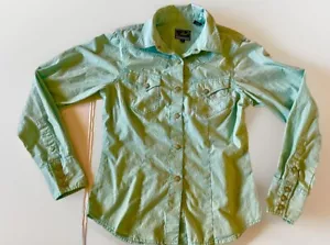 ROPER Womens XS Western Aqua Square Pearl Snap Cotton Cowgirl Long Sleeve Shirt - Picture 1 of 10