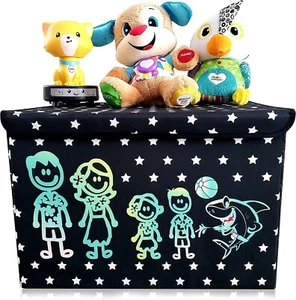 NEW Black/Blue Foldable Lightweight Handle Portable Fabric Storage Box Toy Chest - Picture 1 of 4
