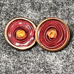 Vintage Renoir Matisse Earrings Clip On Modern Mid-Century Copper Enamel signed - Picture 1 of 7