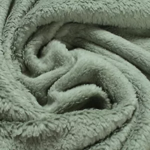Stoff Baumwolle Plüsch Teddy mint Webpelz weich flauschig altgrün - Bild 1 von 2