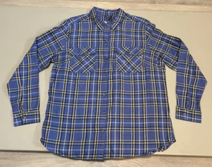 Eddie Bauer Blue Plaid Button Up Cotton Tencel Flannel Women's Shirt Size XL NEW - Picture 1 of 10
