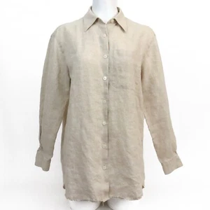 Vintage Liz Claiborne Blouse Womens Medium Long Sleeve Button Up Linen - Picture 1 of 12