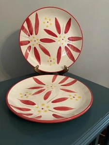 Set Of 2 Temp-tations Old World Dinner Plates Fallfetti Floral Flowers 10.5” Red - Picture 1 of 3