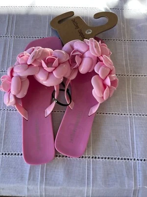 Sandalias Jeffrey Campbell Friute Jelly Chanclas Rosa Floral Tanga Talla 6 Foto 1 de 3
