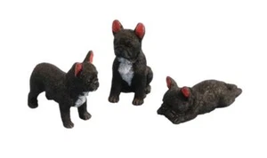 Dolls House French Bulldog Black Dogs Standing Sitting Lying Down Miniature Pets - Picture 1 of 8