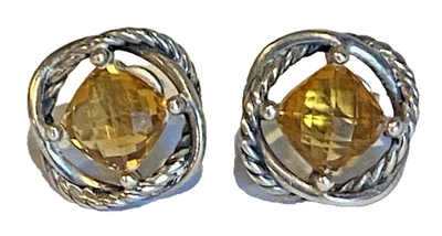 DAVID YURMAN ESTERLINA Corte Cojín CITRINO Infinito Aretes Belleza Clásica Foto 1 de 4