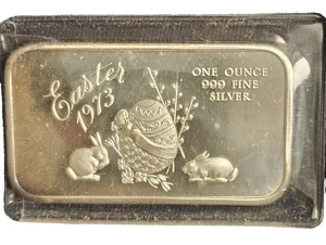 Lotto lingotti arte argento fine 1 oncia .999 Pasqua 1973 #140 - Foto 1 di 3