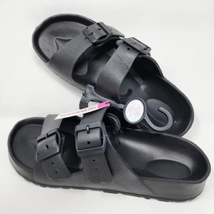 New Bobbie Brooks Womens Large 9/10 Black Slip On Adjustable Straps Foam Sandals - Picture 1 of 14