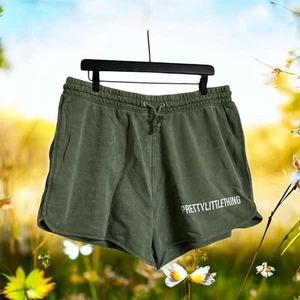 PrettyLittleThing Size XL High Waisted Runner Shorts Khaki Wash Womens - Picture 1 of 12