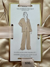 Victoria Secret Satin Long Pajama Set Womens XXL Button Front Sleepwear