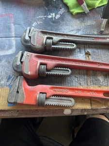 Vintage Ridgid  Pipe Wrench  USA Quality Monkey Adjustable Set 3 - Picture 1 of 9