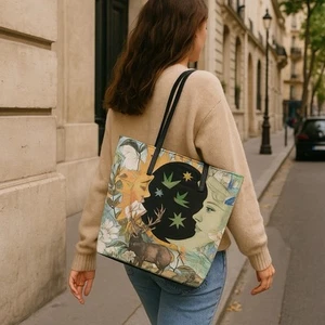 Bolso de Mano Bruja Estrellas y Luna Bolso Pagano Oculto Bruja Accesorios Vegano - Imagen 1 de 9