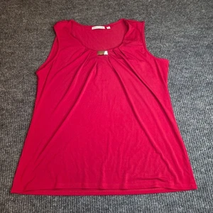 Notations Damen ärmelloses Top rot Plissee U-Ausschnitt Bluse Tank Large - Bild 1 von 6
