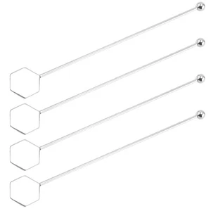 4pcs Metal Stirring Sticks Decorative Juice Stirrers Reusable Cocktail Stirring - Picture 1 of 12