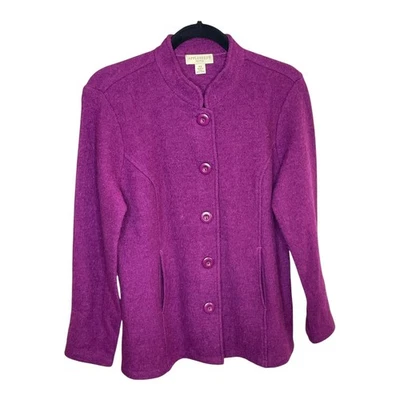 Chaqueta Appleseed's Pequeña Pequeña Mezcla de Lana Rosa Oscuro Botón Delantero Abrigo Foto 1 de 4