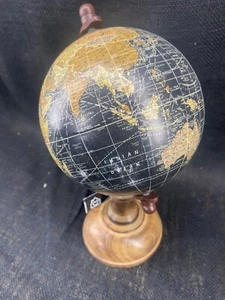 5" diameter Antique Style, Dark Brown Wood Base Desktop Globe - NEW - Picture 1 of 6